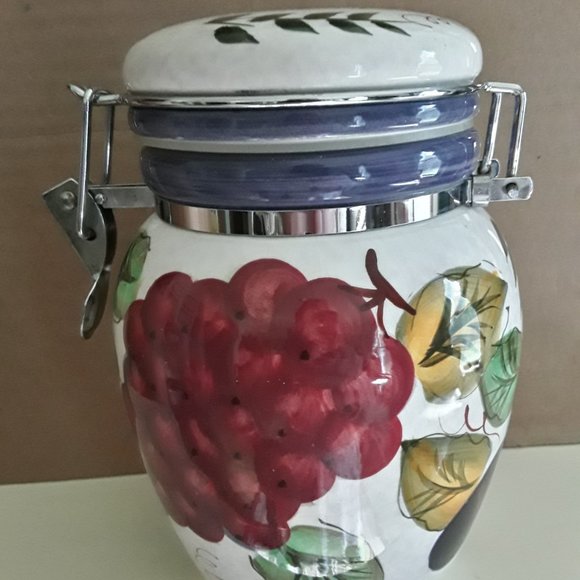 Oneida Vintage Fruit Hand Painted Ceramic Canister - Picture 4 of 9